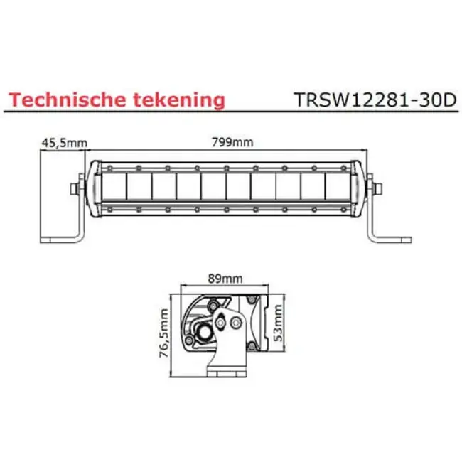 Tralert LED bar | 150 watt | 6000 lumen | 9-30v | 40cm. kabel | Deutsch connector | TRSW12281-30D