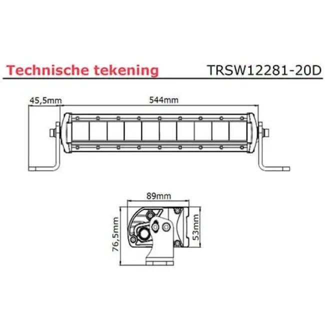 Tralert LED bar | 100 watt | 4000 lumen | 9-30v | 40cm. kabel | Deutsch connector | TRSW12281-20D