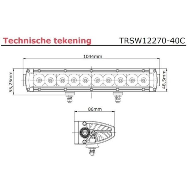 Tralert LED-Leiste | 200 Watt | 19200 Lumen | 9-30v | 40cm. kabel | Deutscher Stecker | TRSW12270-40C