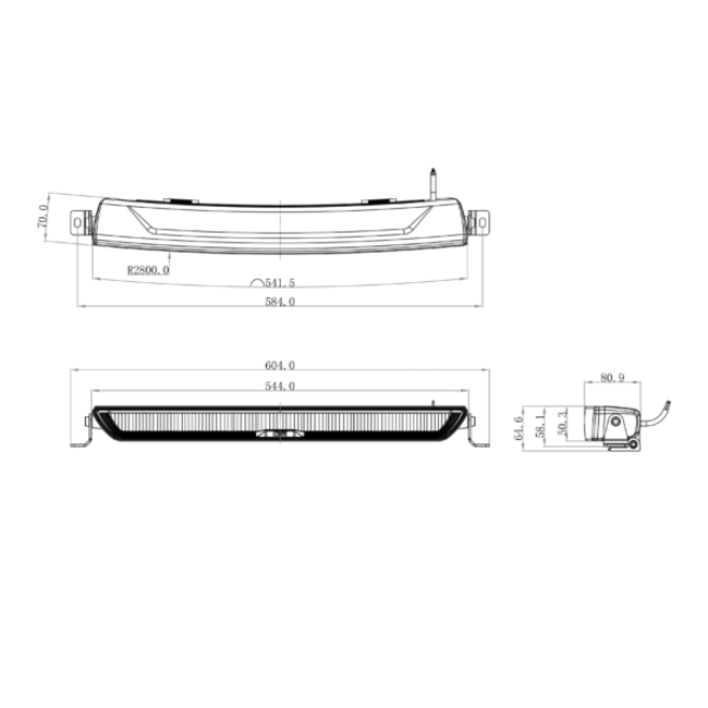 OZZ WB1 R65 Barra de luz de trabajo con luz de advertencia incorporada