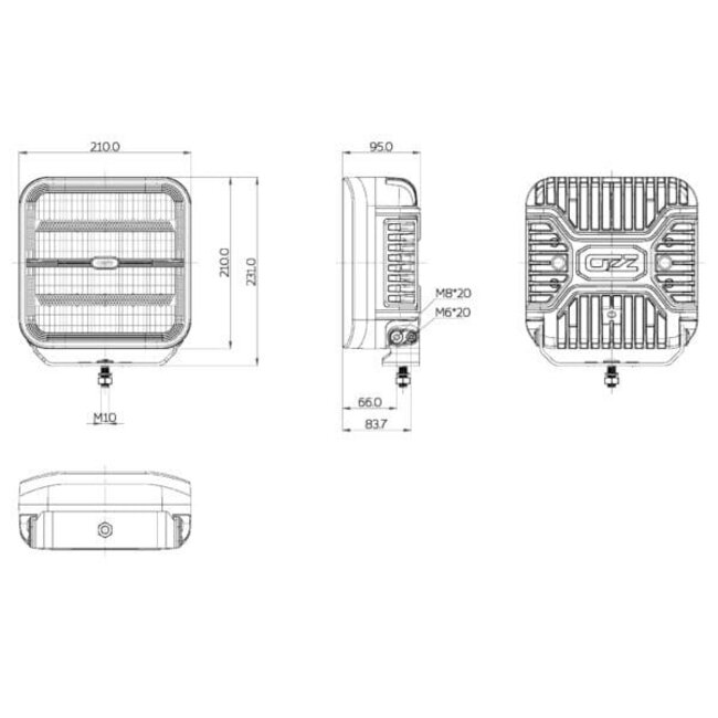 Luces OZZ SQR 9" blanco