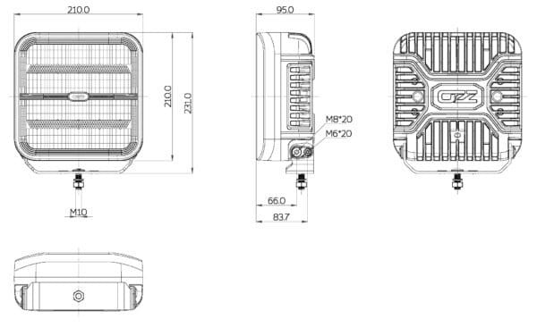 OZZ lights SQR 9" white