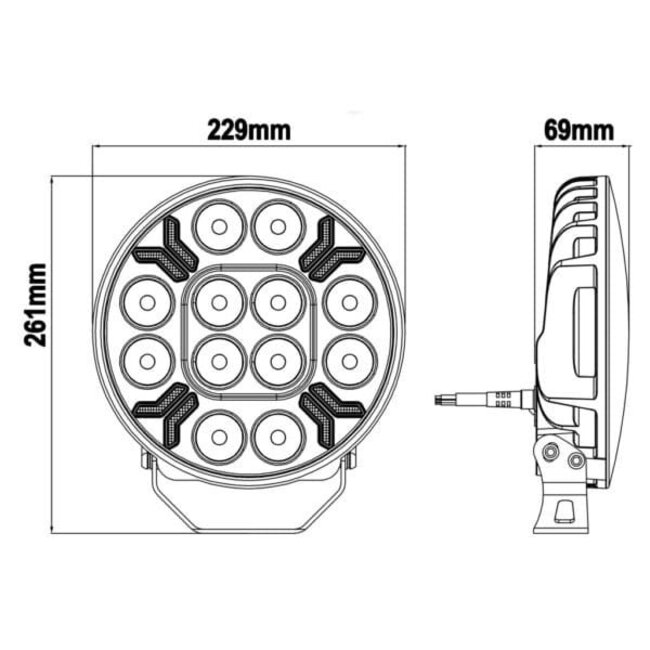Tralert LED Ypsilon 12LED ámbar-blanco con intermitente 8000lm - 3m de cable