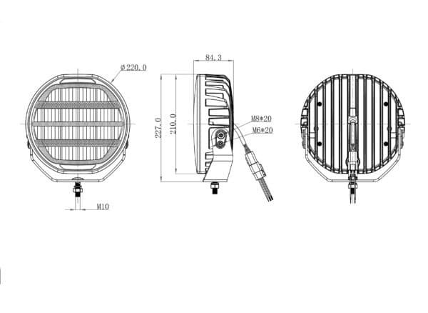 OZZ XR3 P9” R65 white with warning light (10-35V)