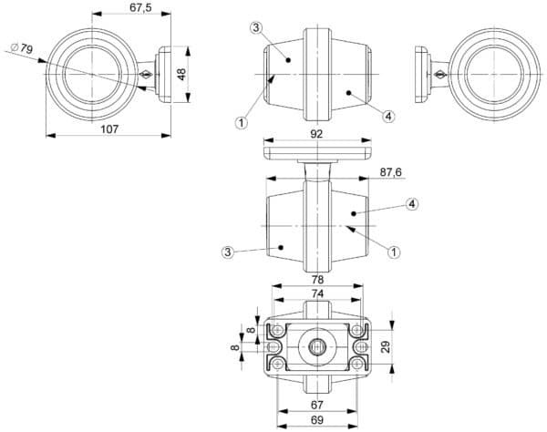 Tralert LED dark pendant lamp, short stem, 12-24V, 50cm cable