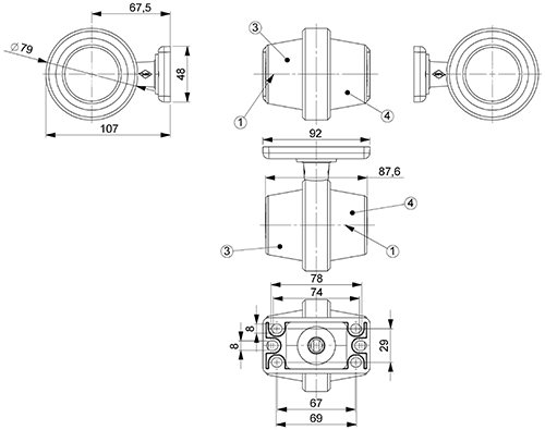Tralert LED pendant lamp | short stem | clear lens | 12-24v