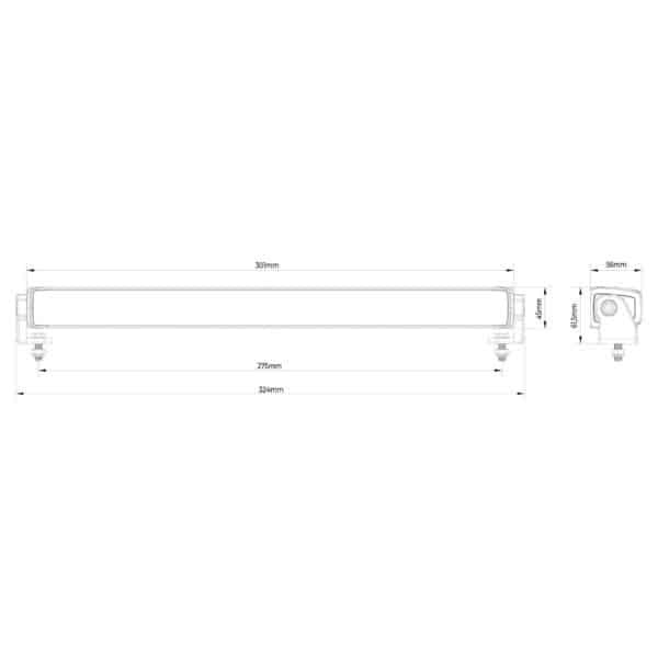 Tralert LED lichtbar Stratos 30cm | incl. R65 flitser | rood-amber DRL