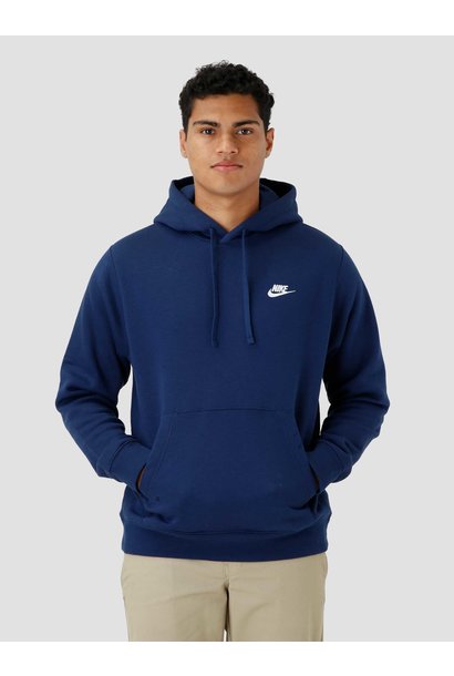 Nike Hoodie Club Fleece Small Logo Donker Blauw Heren