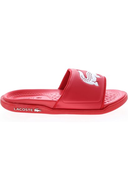 Lacoste Slides Croco Dualiste Rood/Wit