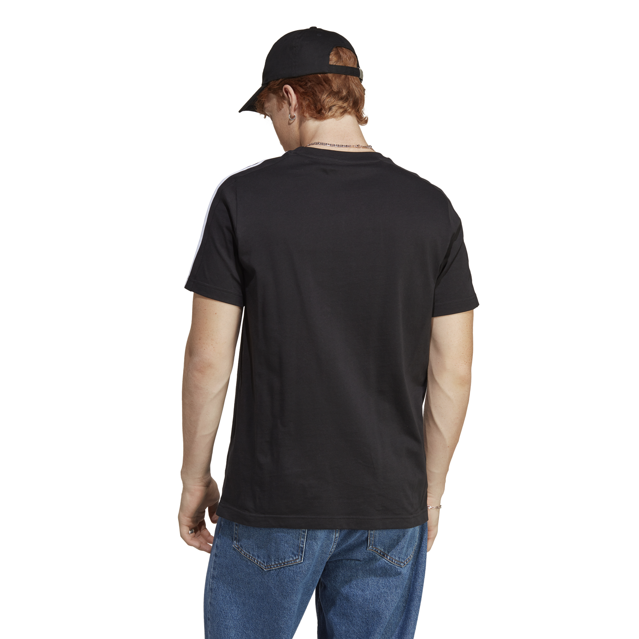 Adidas Shirt Essentials Single Jersey 3-Stripes Zwart / Wit Heren-3