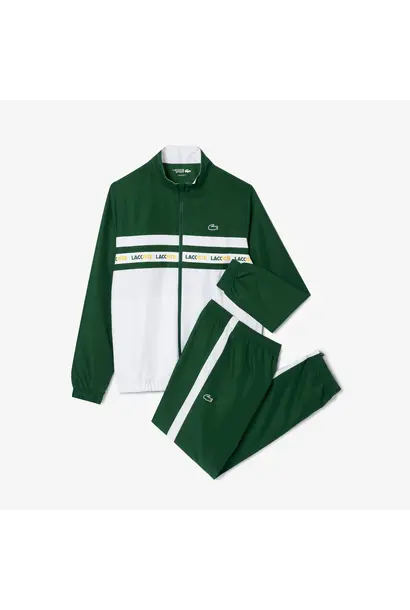 Lacoste Trainingspak Logo Stripe Groen / Wit Heren