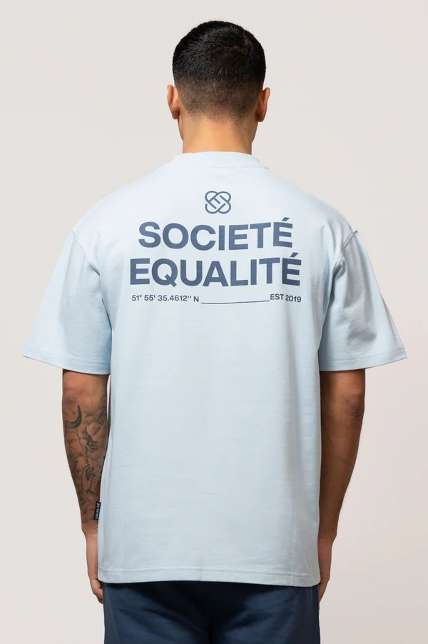 Equalité T-Shirt Societé Oversized Licht Blauw/ Donker Blauw-5
