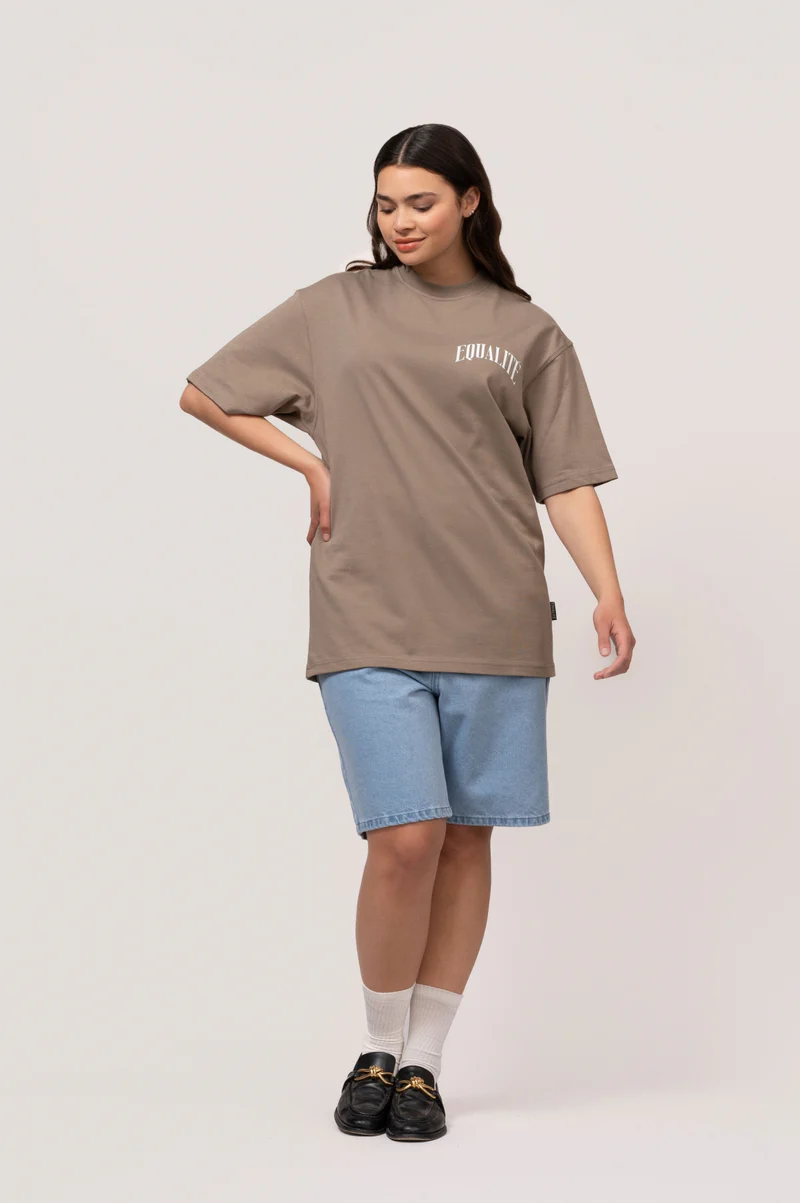 Equalité T-Shirt Oliver Oversized Taupe-3
