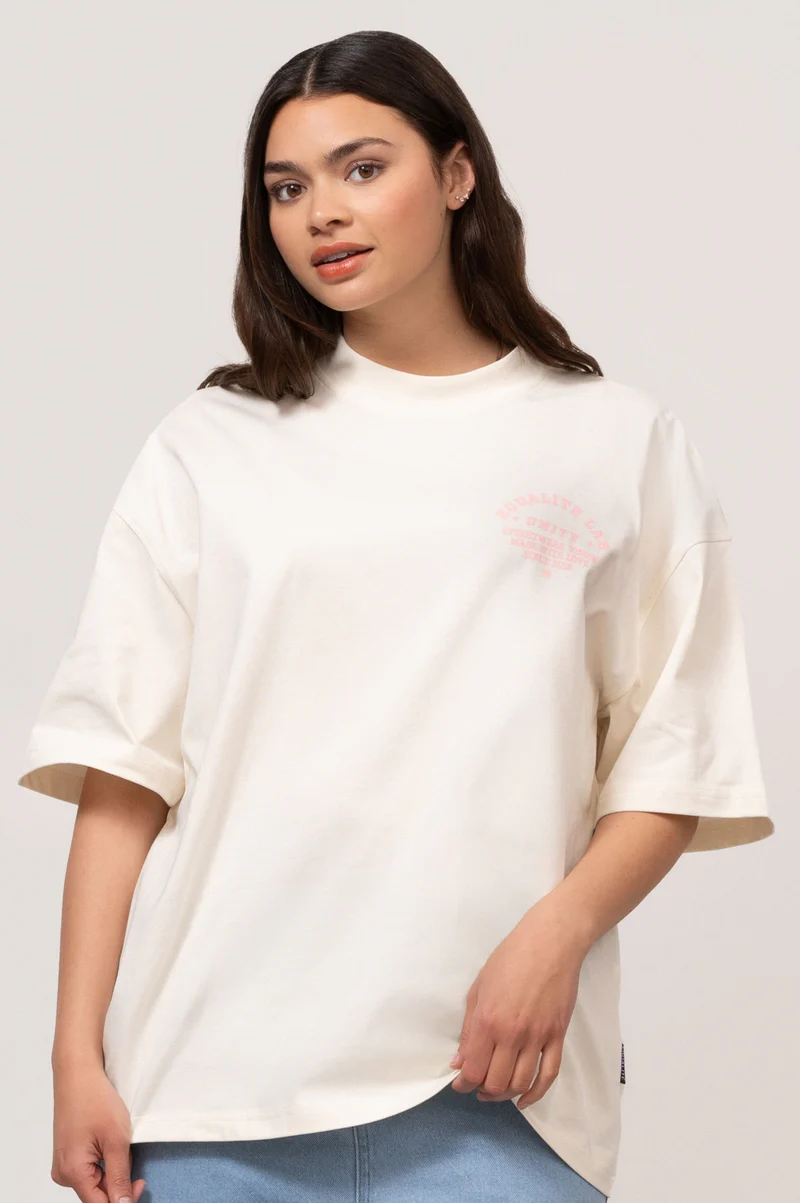 Equalité T-Shirt Lucius Boxy Tee Off White / Roze-3