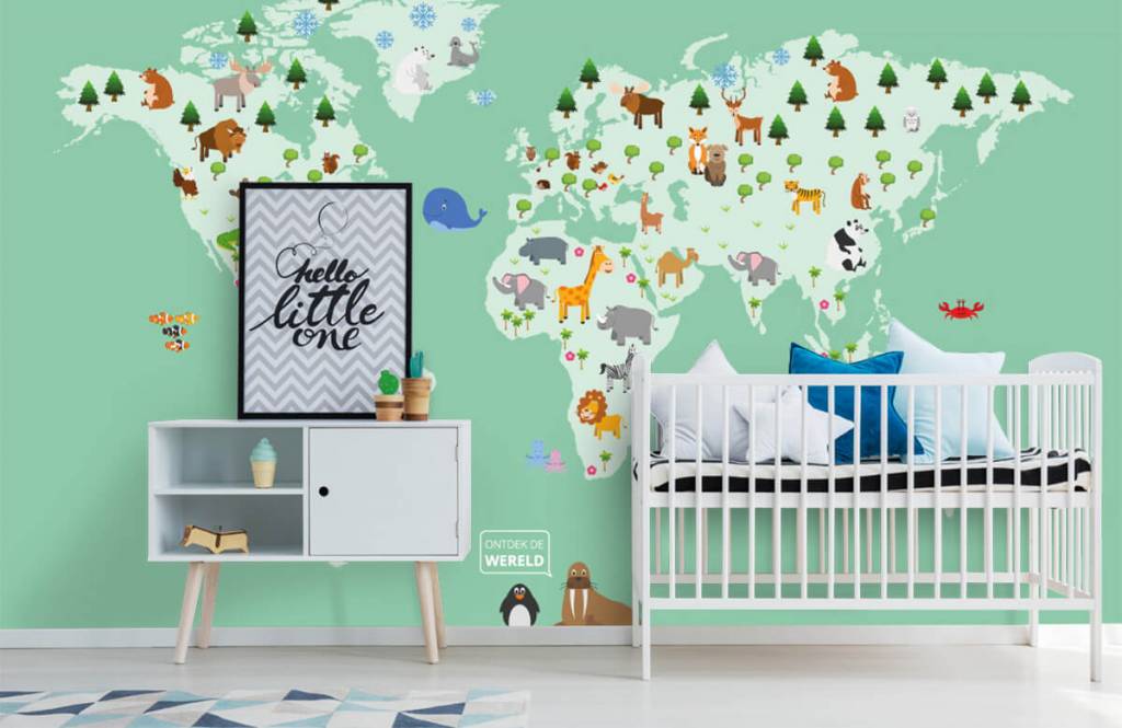 By Chantal Wereldkaart Kinderen Groen by chantal kopen in de aanbieding