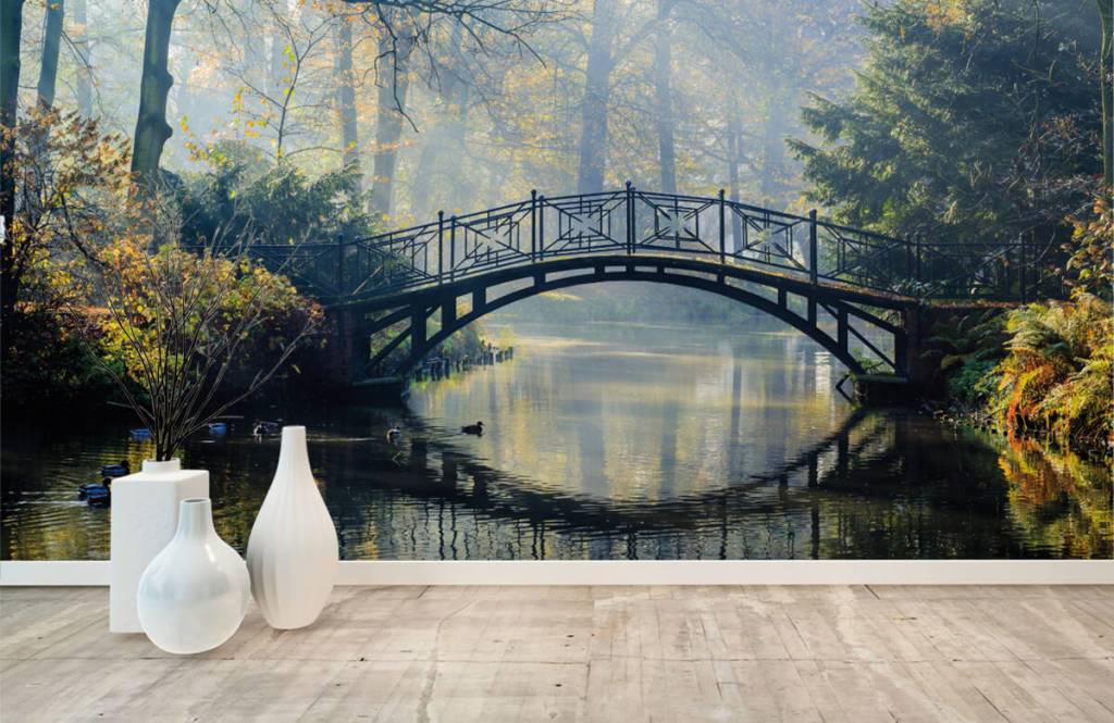 Oude Brug In De Herfst Op Fotobehang huismerk kopen in de aanbieding