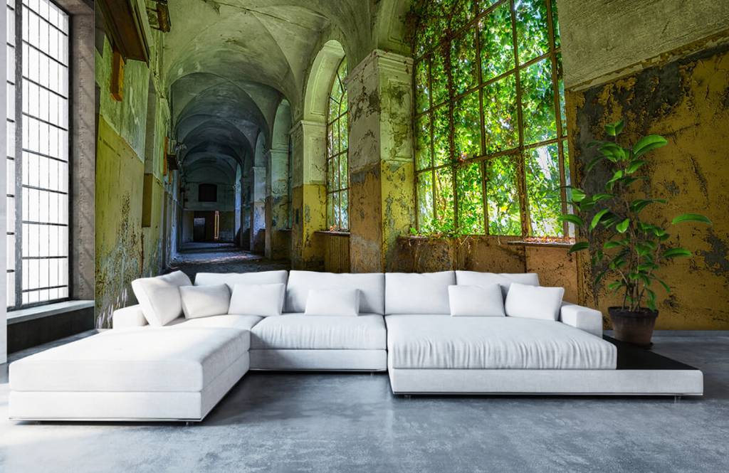 Oud Verlaten Gebouw Op Behang huismerk kopen in de aanbieding