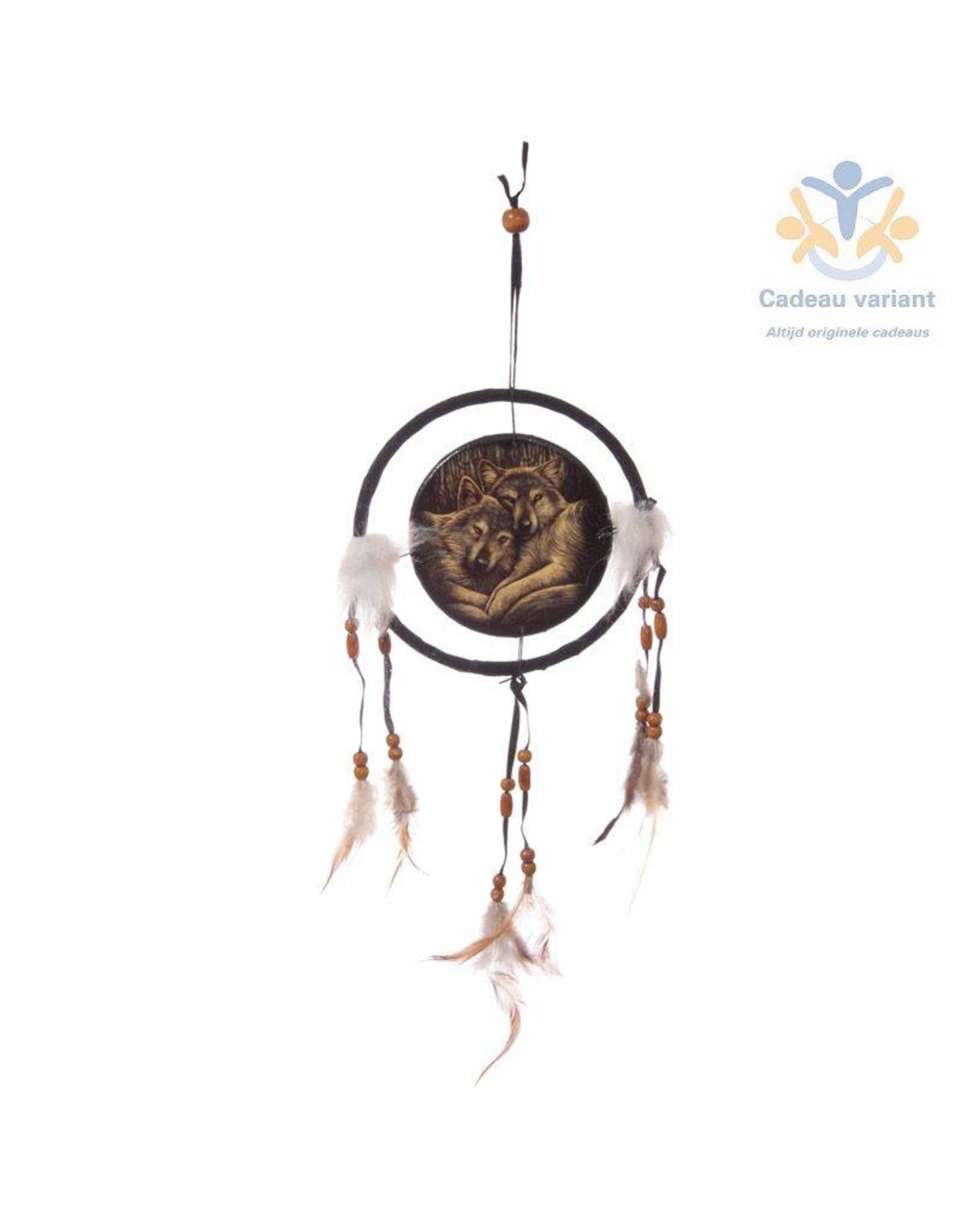 Lisa Parker cadeaus Dromenvanger 2 wolven 16 cm