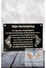 Gedenkplaat mijn herinnering Gedenkplaat mijn herinnering
