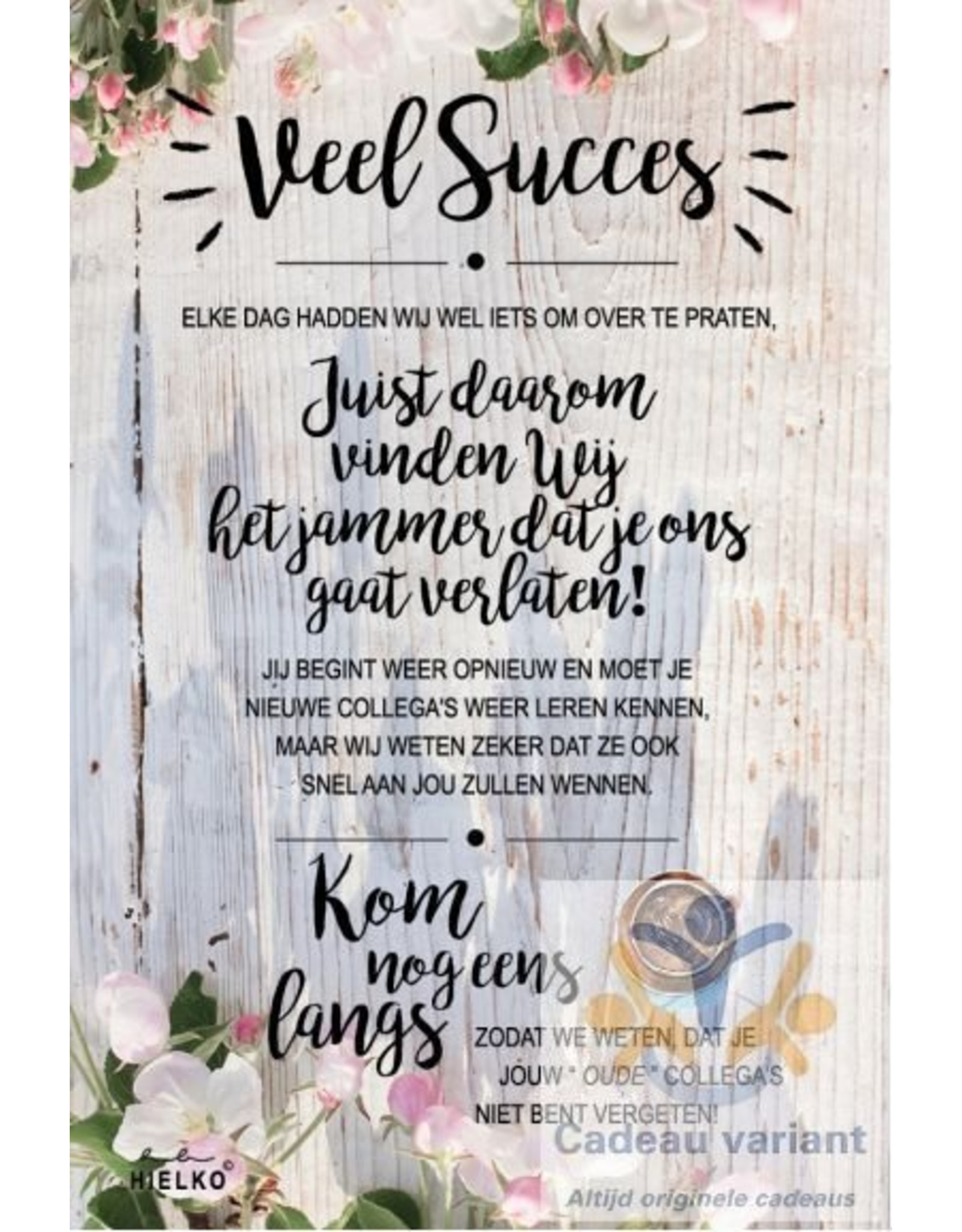 Veel succes, afscheid collega kaartcadeau