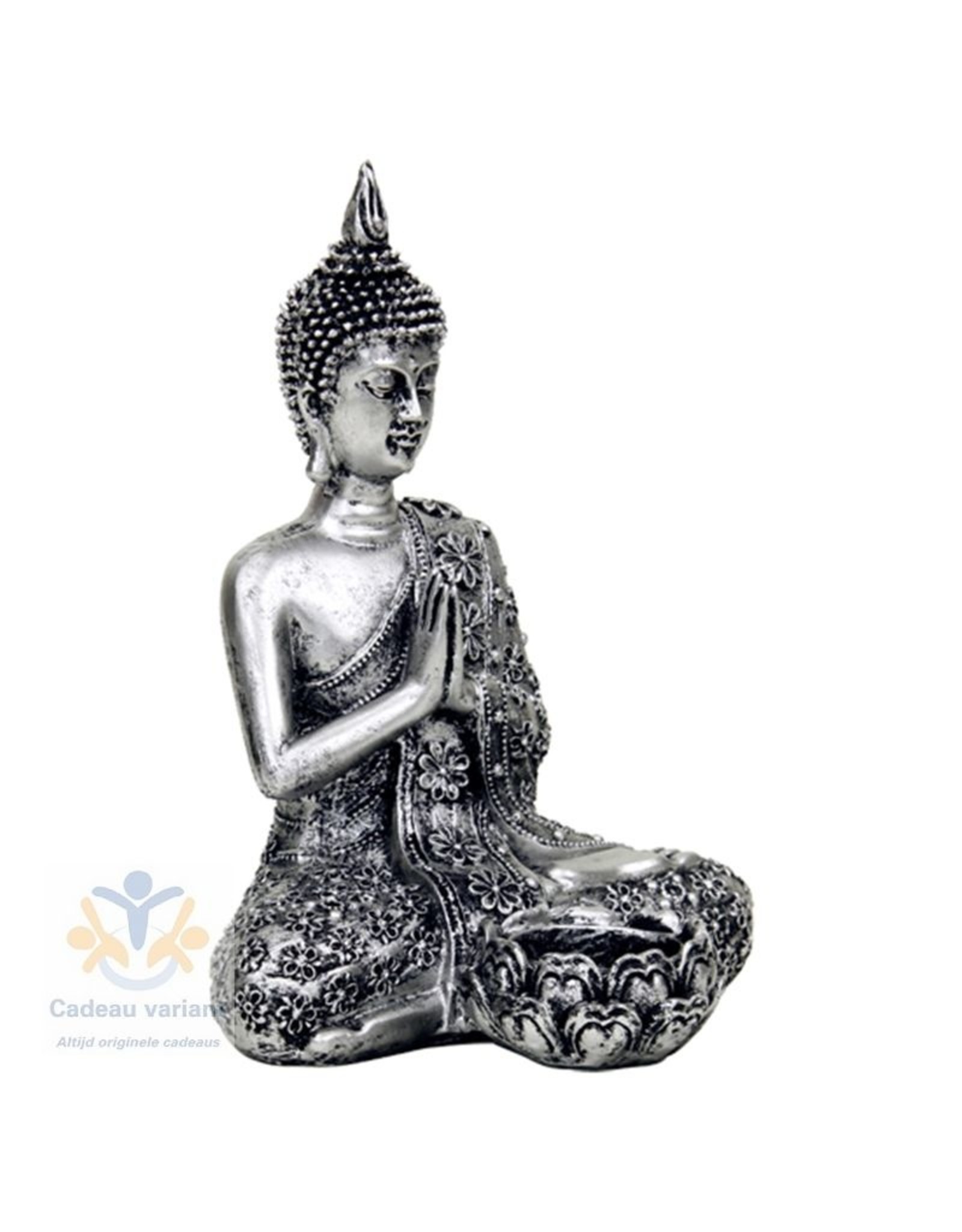 Boeddha meditatie waxinelichthouder zilver