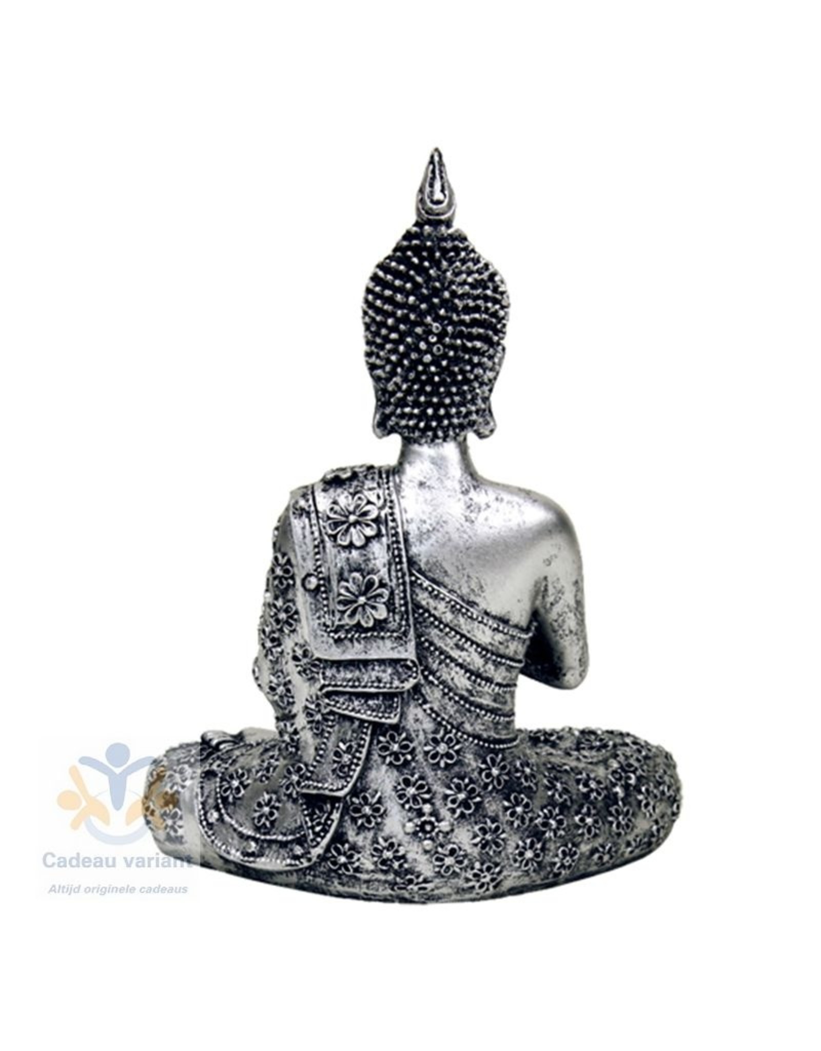 Boeddha meditatie waxinelichthouder zilver
