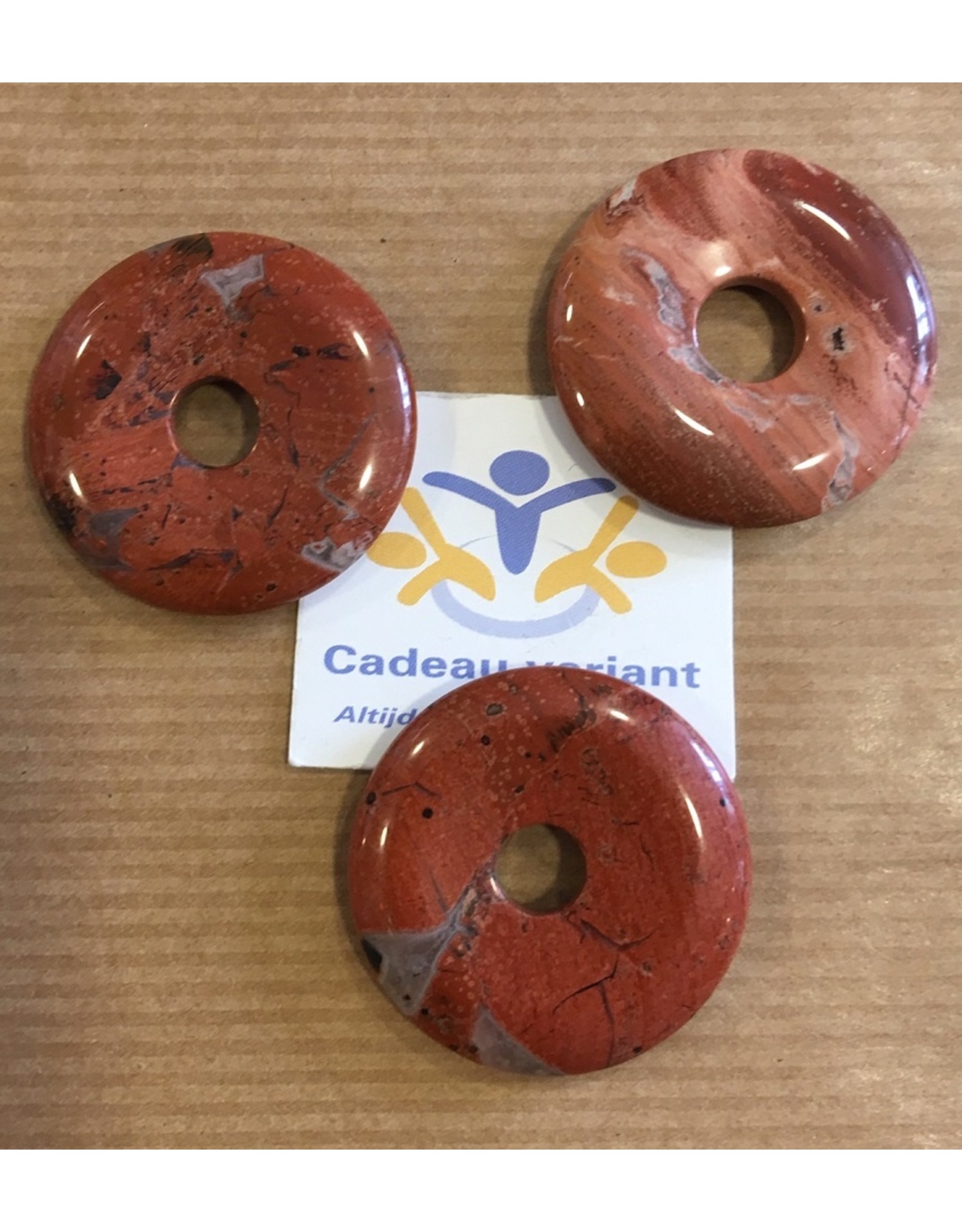 Jaspis rood donut edelsteenhanger 3 cm