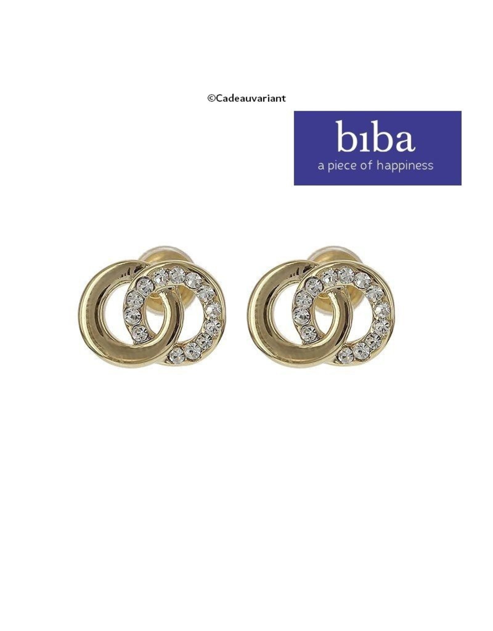 Biba bijouterie Oorbellen Biba knopjes goud crystal