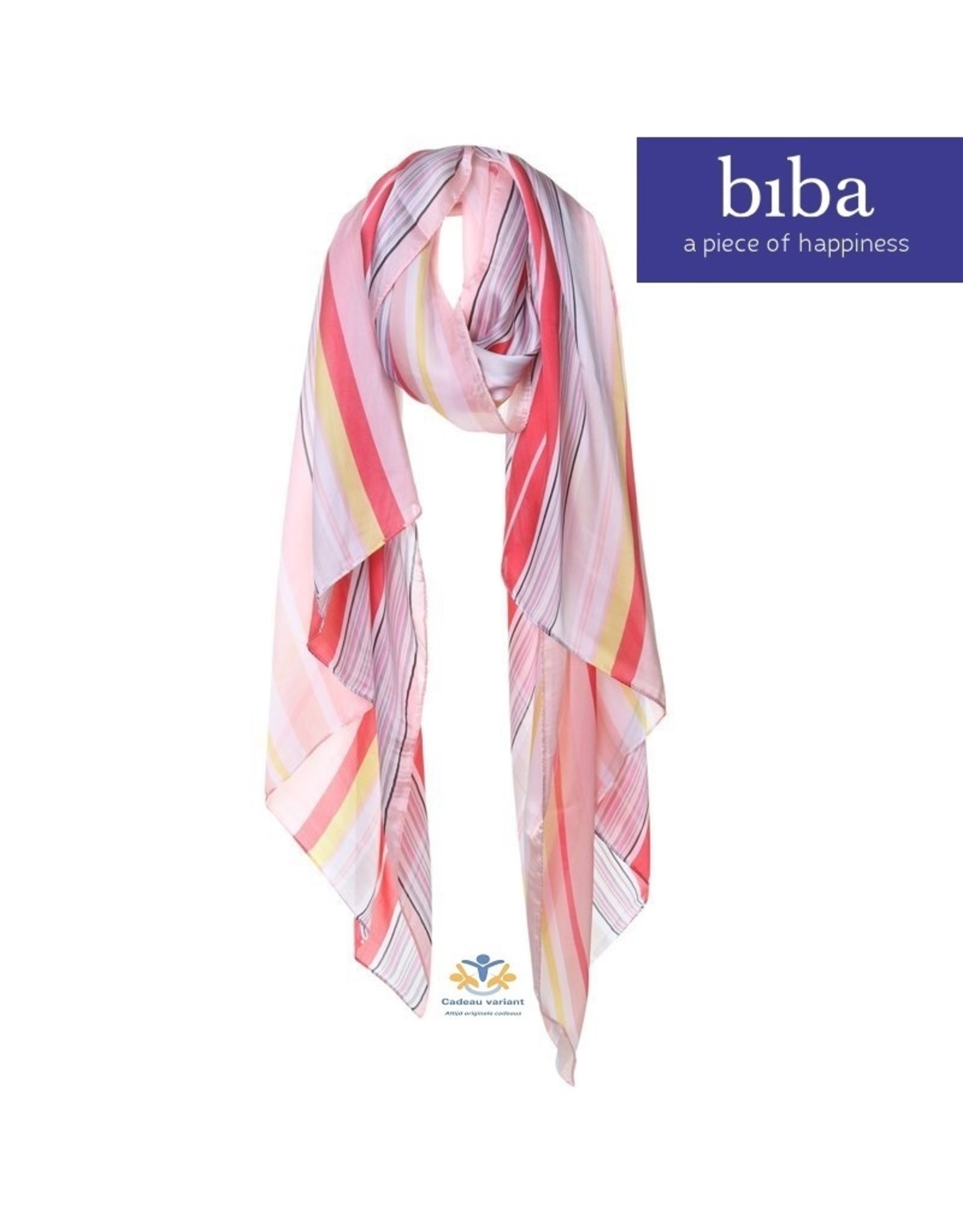 Biba Biba sjaal 73373 roze wit geel