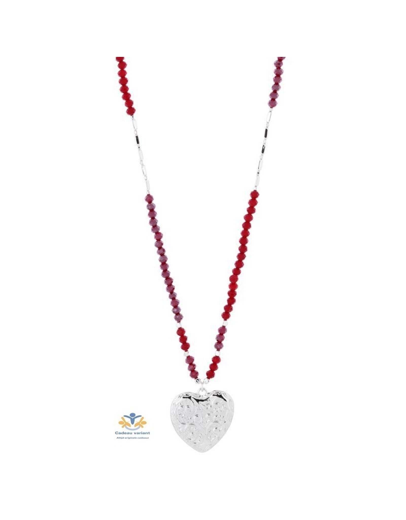 Biba bijouterie Biba ketting rode kralen hart 95 cm