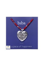 Biba bijouterie Biba ketting rode kralen hart 95 cm