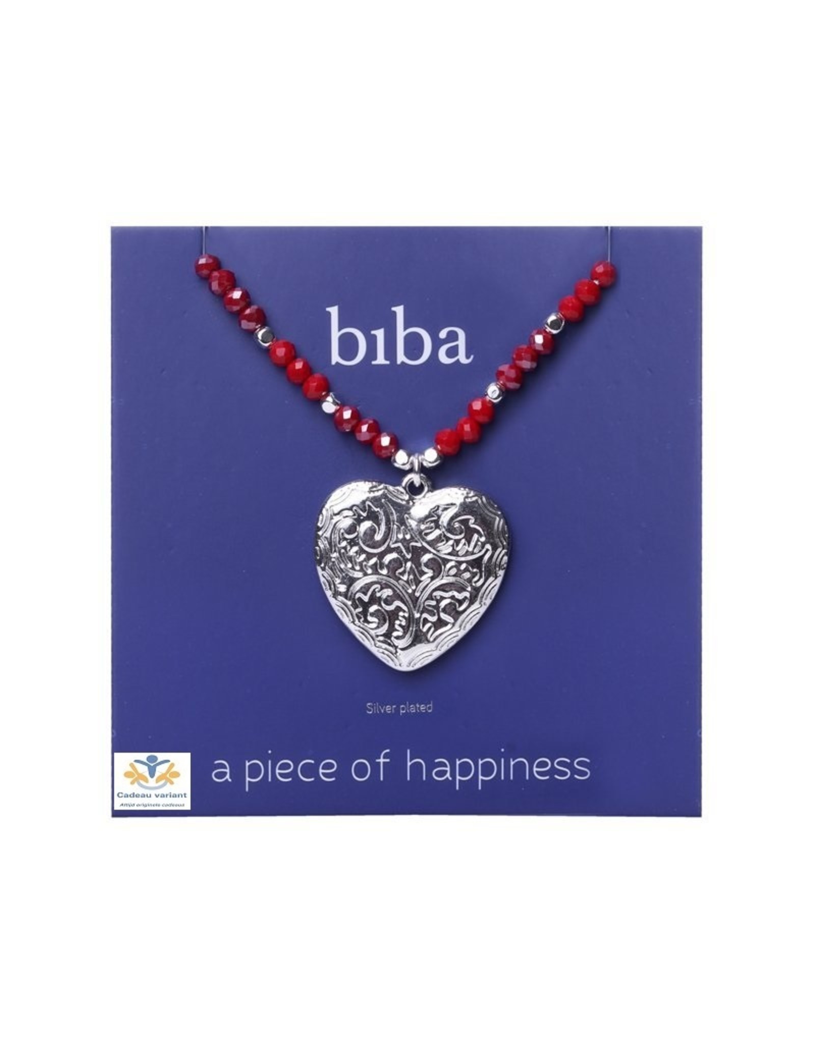 Biba bijouterie Biba ketting rode kralen hart 95 cm