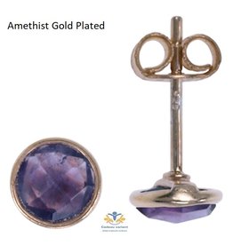 Amethist edelsteen gold plated oorbellen