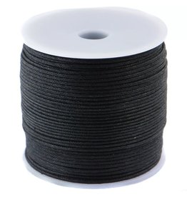 Wax koord zwart 1 meter (touw)
