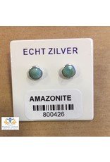 Amazoniet edelsteen oorknoppen zilver