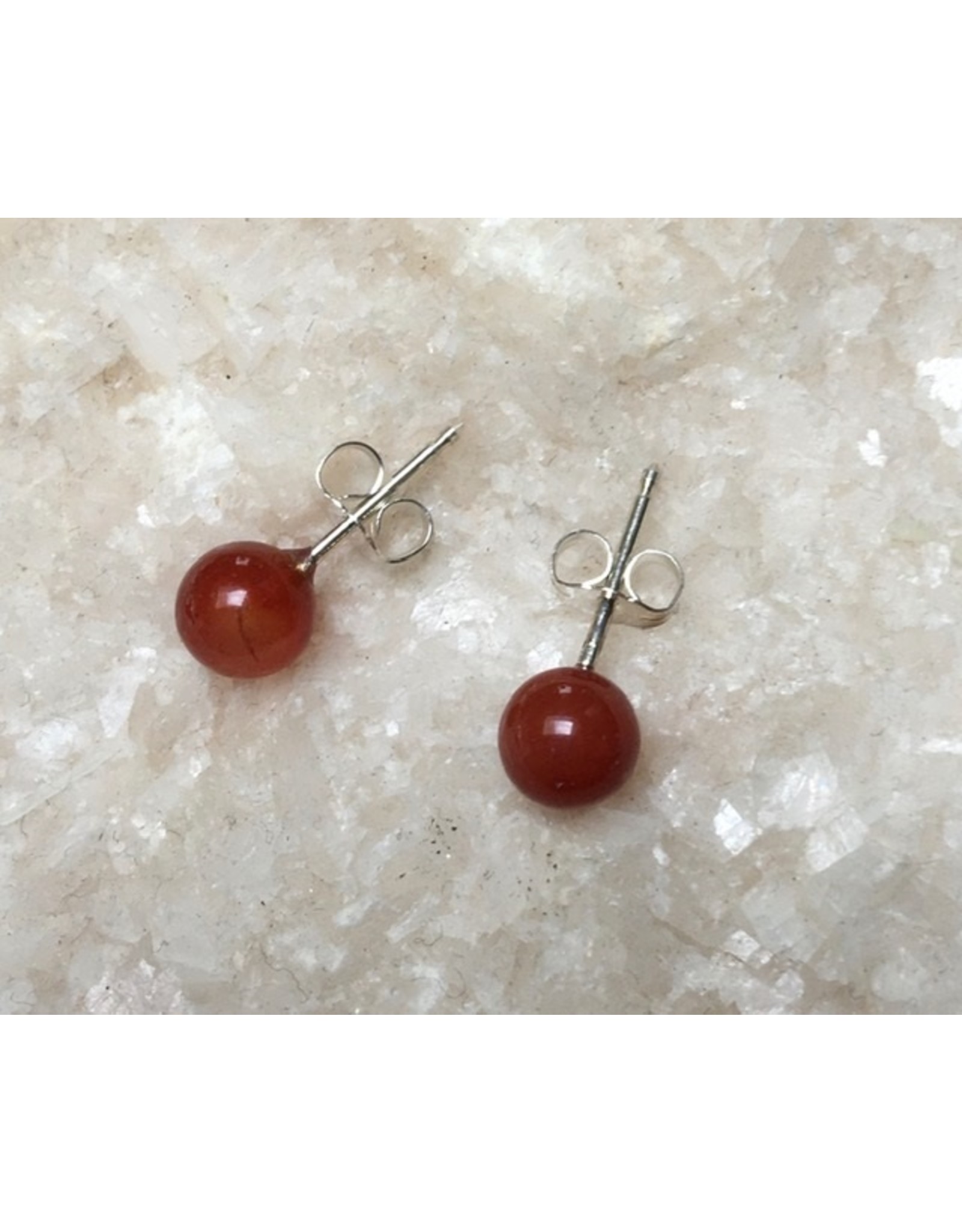Carneool edelsteen oorknoppen zilver