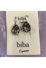 Biba Oorbellen zilver bruin clip 8708