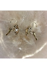 Biba bijouterie Oorbellen zilver bruin clip 8708 Biba bijouterie Oorbellen zilver bruin clip 8708