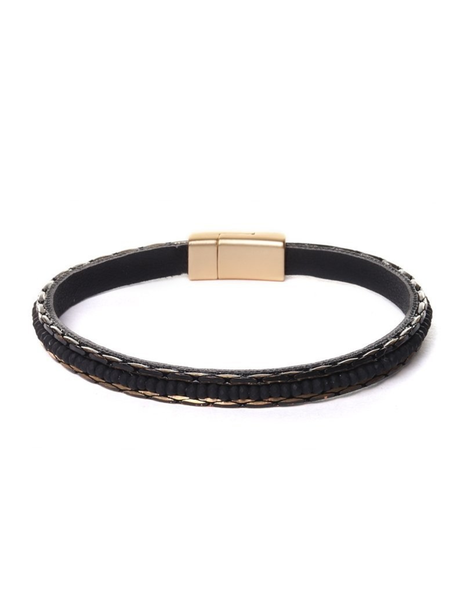 Biba bijouterie Armband zwart goud magneetsluiting
