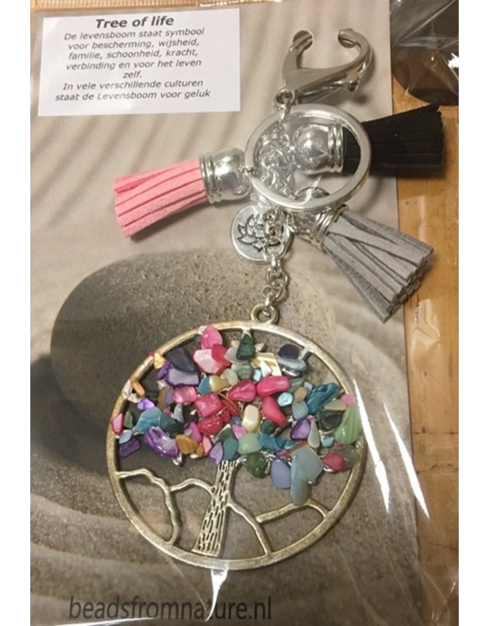 Tree of life tas/sleutelhanger met edelstenen