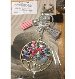 Tree of life tas/sleutelhanger met edelstenen