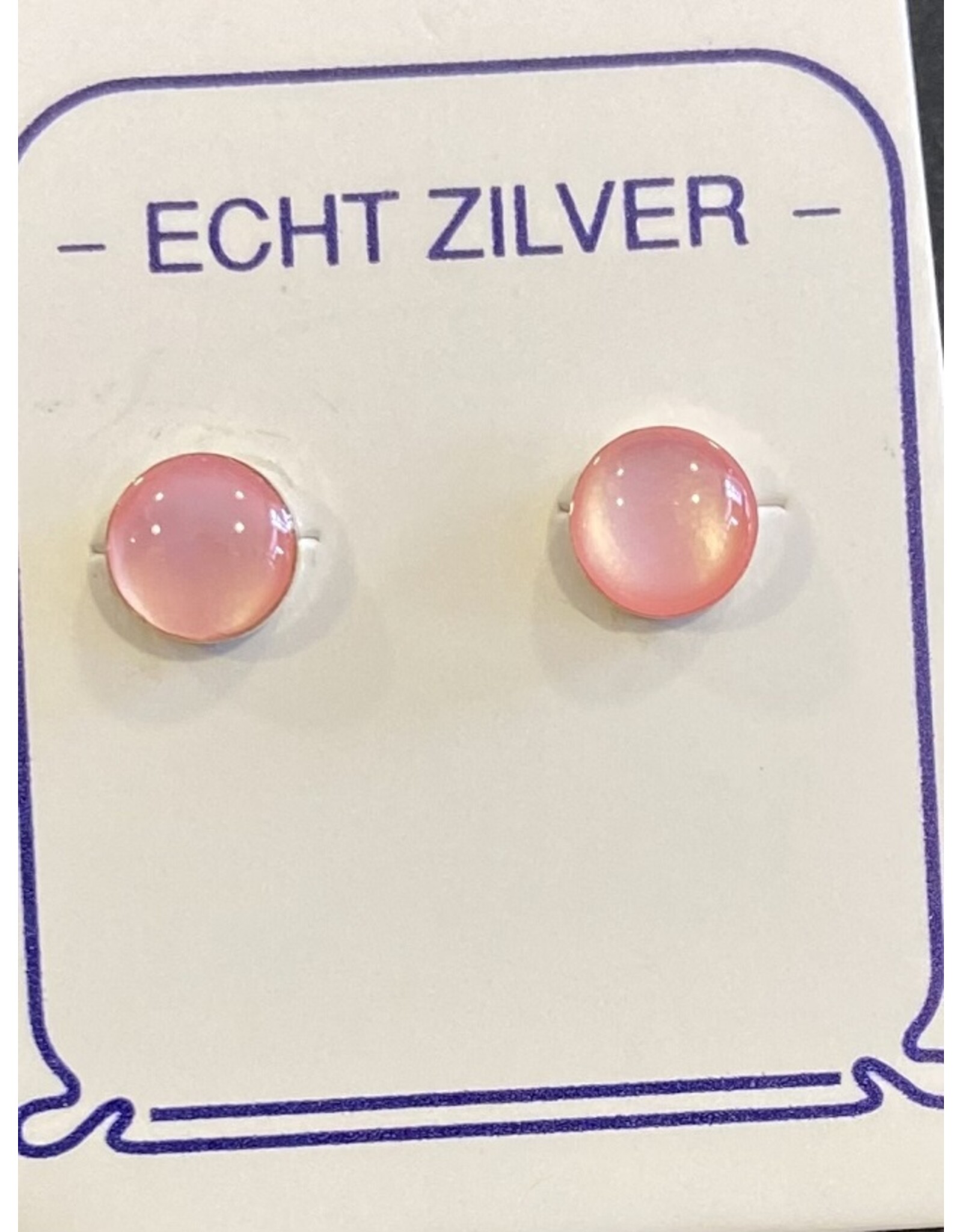 Schelp oorsteker zilver roze