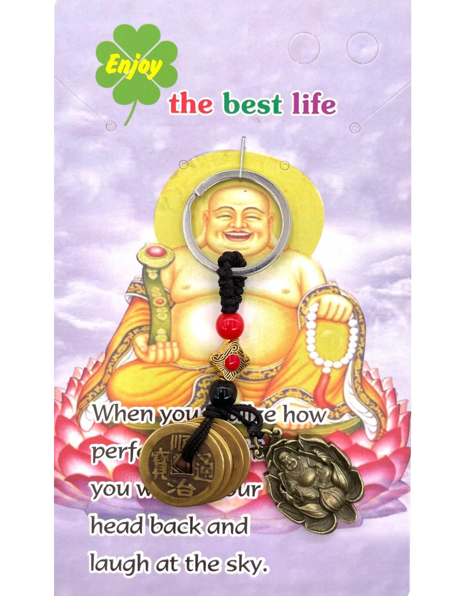 Sleutelhanger Boeddha met geluksmunten