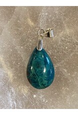 Chrysocolla edelsteen hanger zilver oog