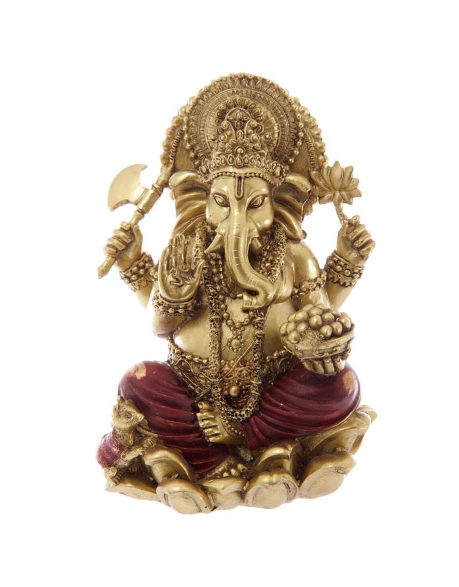 Ganesha Goud rood  16 cm