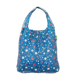 Bloemen tas blauw opvouwbaar eco