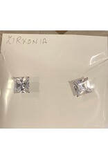 Zirkonia vierkant oorsteker zilver
