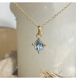 Topaas blauw met ketting goud plated