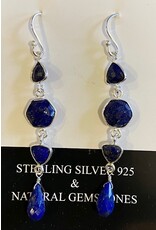 Lapis Lazuli  oorbellen zilver 925  lang