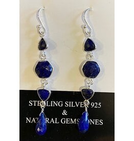 Lapis Lazuli  oorbellen zilver 925  lang